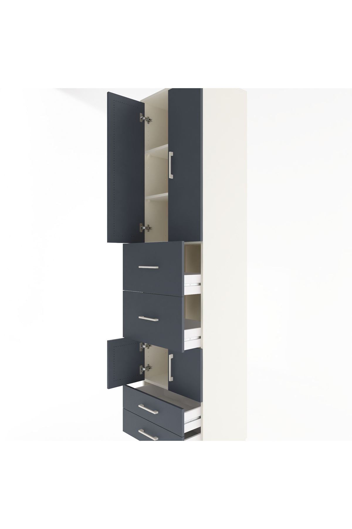 Hyperion Dolap 4 Raflı 4 Çekmeceli 4 Kapaklı 60x44x243 Aytaşı-Antrasit