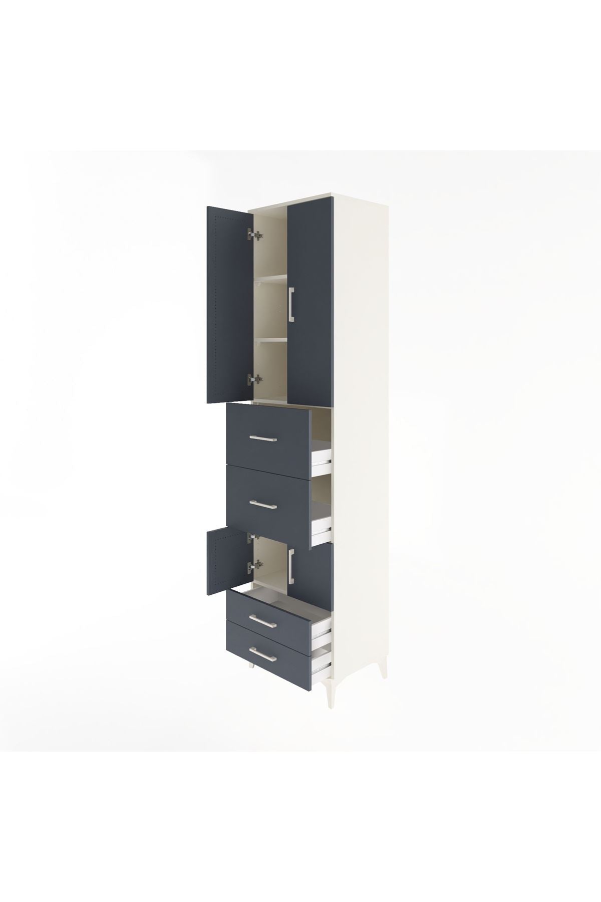 Hyperion Dolap 4 Raflı 4 Çekmeceli 4 Kapaklı 60x44x243 Aytaşı-Antrasit