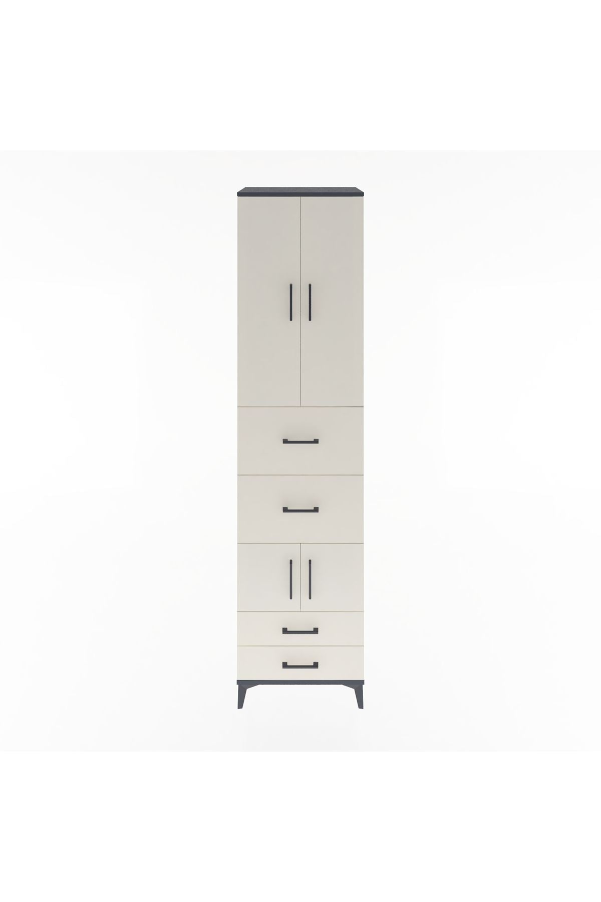 Hyperion Dolap 4 Raflı 4 Çekmeceli 4 Kapaklı 60x44x243 Antrasit-Aytaşı