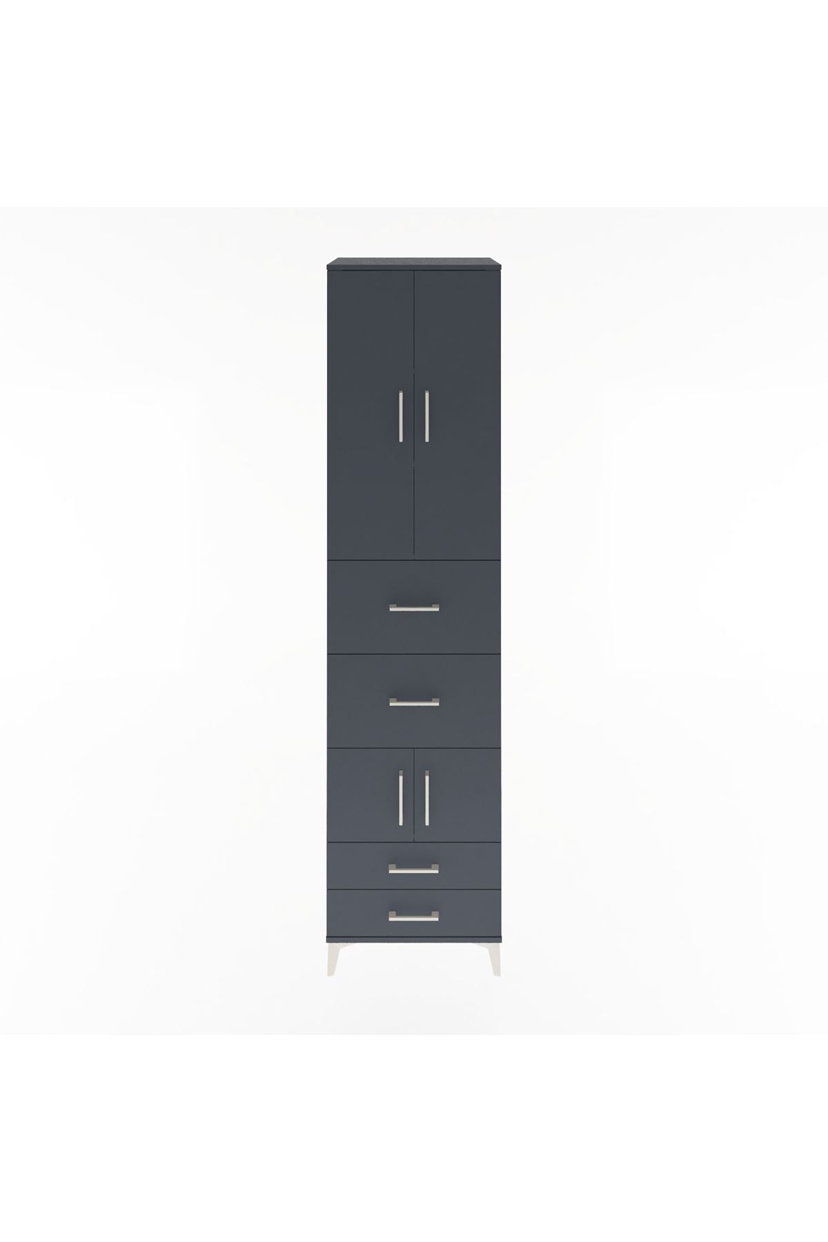 Hyperion Dolap 4 Raflı 4 Çekmeceli 4 Kapaklı 60x44x243 Antrasit-Antrasit