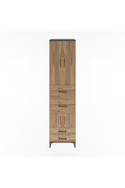 Hyperion Dolap 4 Raflı 4 Çekmeceli 4 Kapaklı 60x44x243 Antrasit-Çam