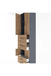 Hyperion Dolap 4 Raflı 4 Çekmeceli 4 Kapaklı 60x44x243 Antrasit-Çam