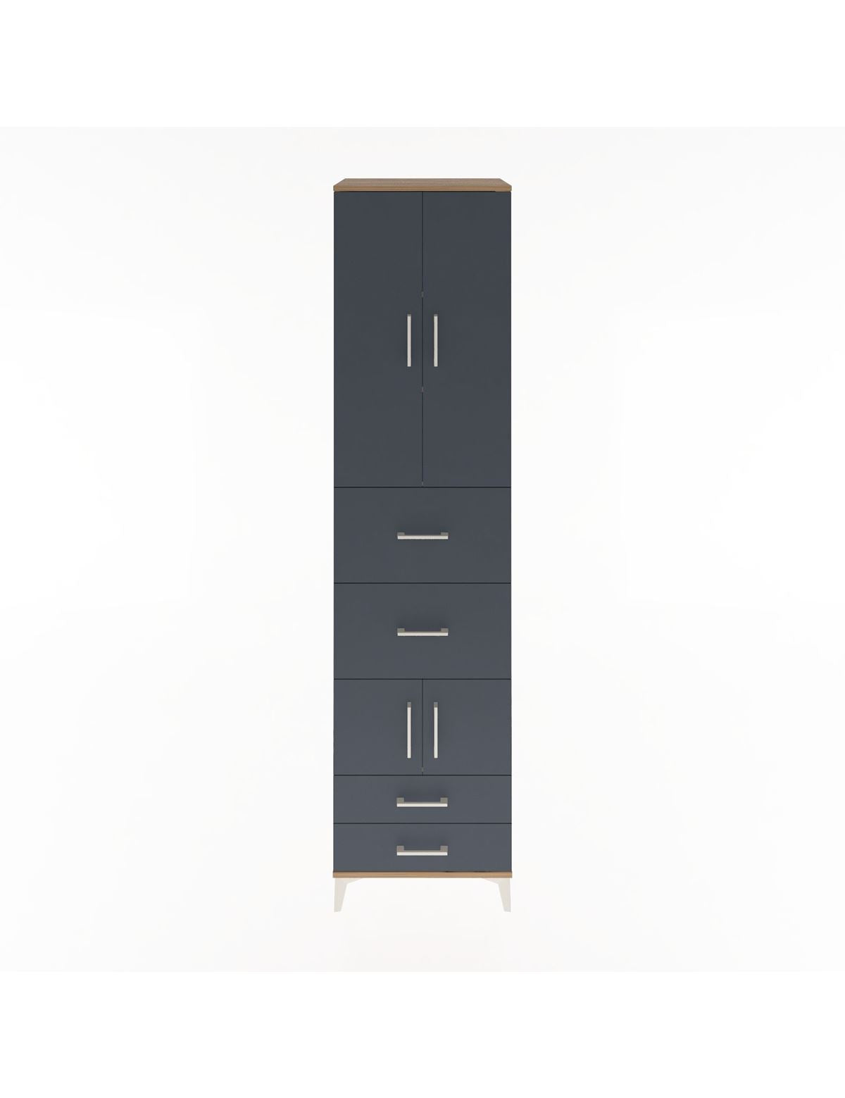 Hyperion Dolap 4 Raflı 4 Çekmeceli 4 Kapaklı 60x44x243 Çam-Antrasit