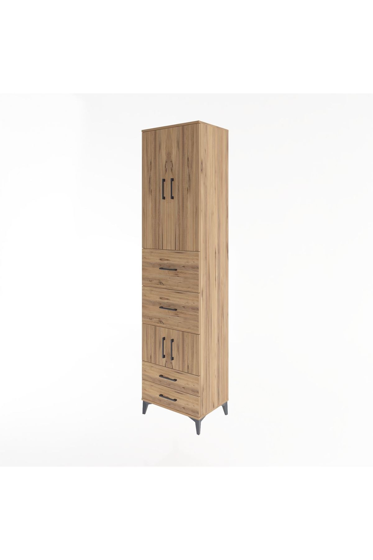 Hyperion Dolap 4 Raflı 4 Çekmeceli 4 Kapaklı 60x44x243 Çam-Çam