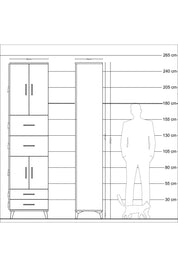 Hyperion Dolap 3 Raflı 4 Çekmeceli 4 Kapaklı 60x44x243 Aytaşı-Aytaşı