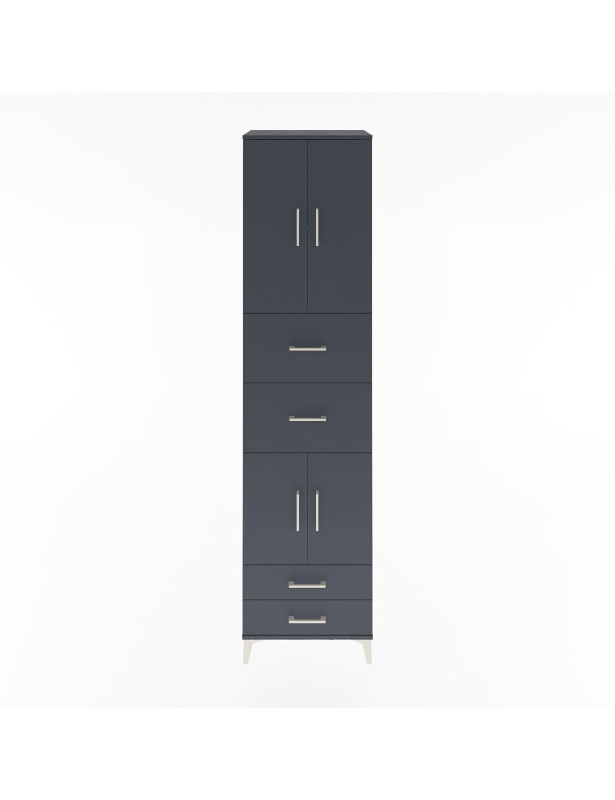 Hyperion Dolap 3 Raflı 4 Çekmeceli 4 Kapaklı 60x44x243 Antrasit-Antrasit