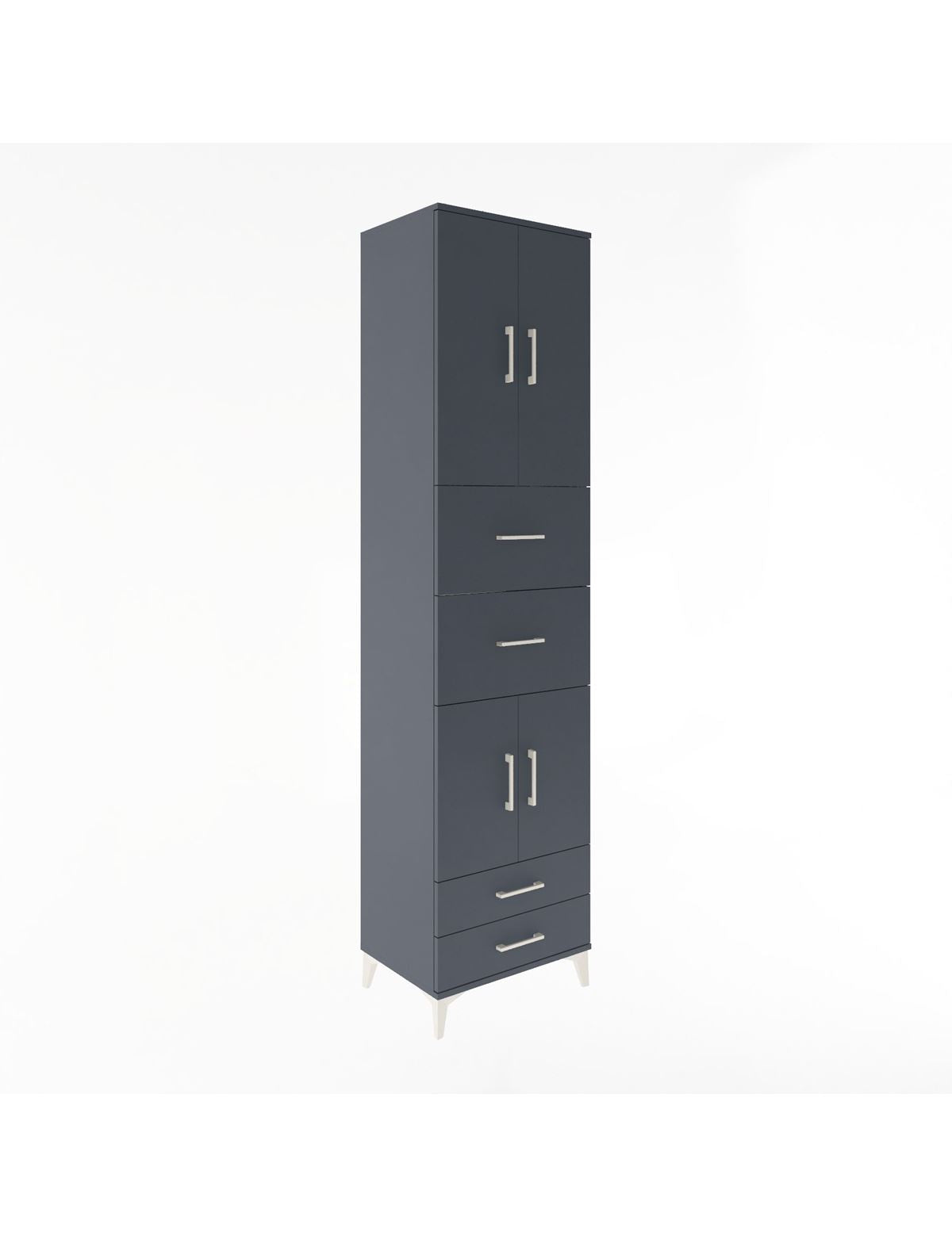 Hyperion Dolap 3 Raflı 4 Çekmeceli 4 Kapaklı 60x44x243 Antrasit-Antrasit