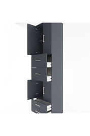 Hyperion Dolap 3 Raflı 4 Çekmeceli 4 Kapaklı 60x44x243 Antrasit-Antrasit