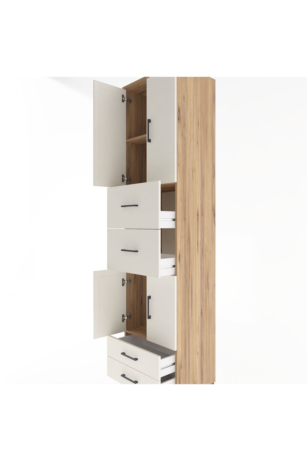 Hyperion Dolap 3 Raflı 4 Çekmeceli 4 Kapaklı 60x44x243 Çam-Aytaşı