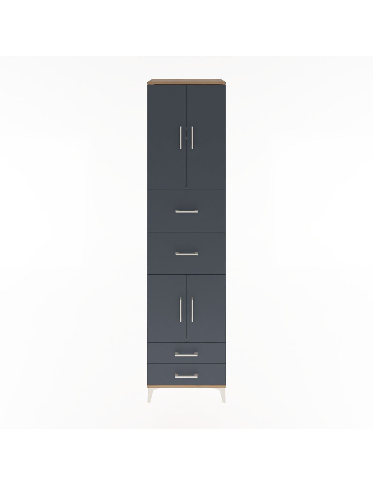 Hyperion Dolap 3 Raflı 4 Çekmeceli 4 Kapaklı 60x44x243 Çam-Antrasit