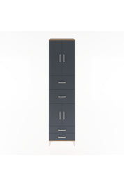 Hyperion Dolap 3 Raflı 4 Çekmeceli 4 Kapaklı 60x44x243 Çam-Antrasit