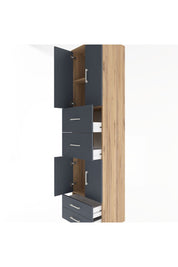 Hyperion Dolap 3 Raflı 4 Çekmeceli 4 Kapaklı 60x44x243 Çam-Antrasit