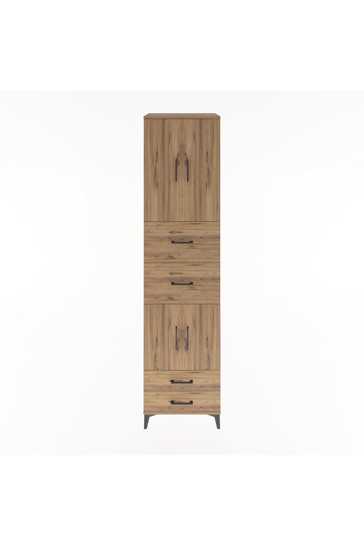 Hyperion Dolap 3 Raflı 4 Çekmeceli 4 Kapaklı 60x44x243 Çam-Çam