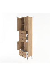 Hyperion Dolap 3 Raflı 4 Çekmeceli 4 Kapaklı 60x44x243 Çam-Çam