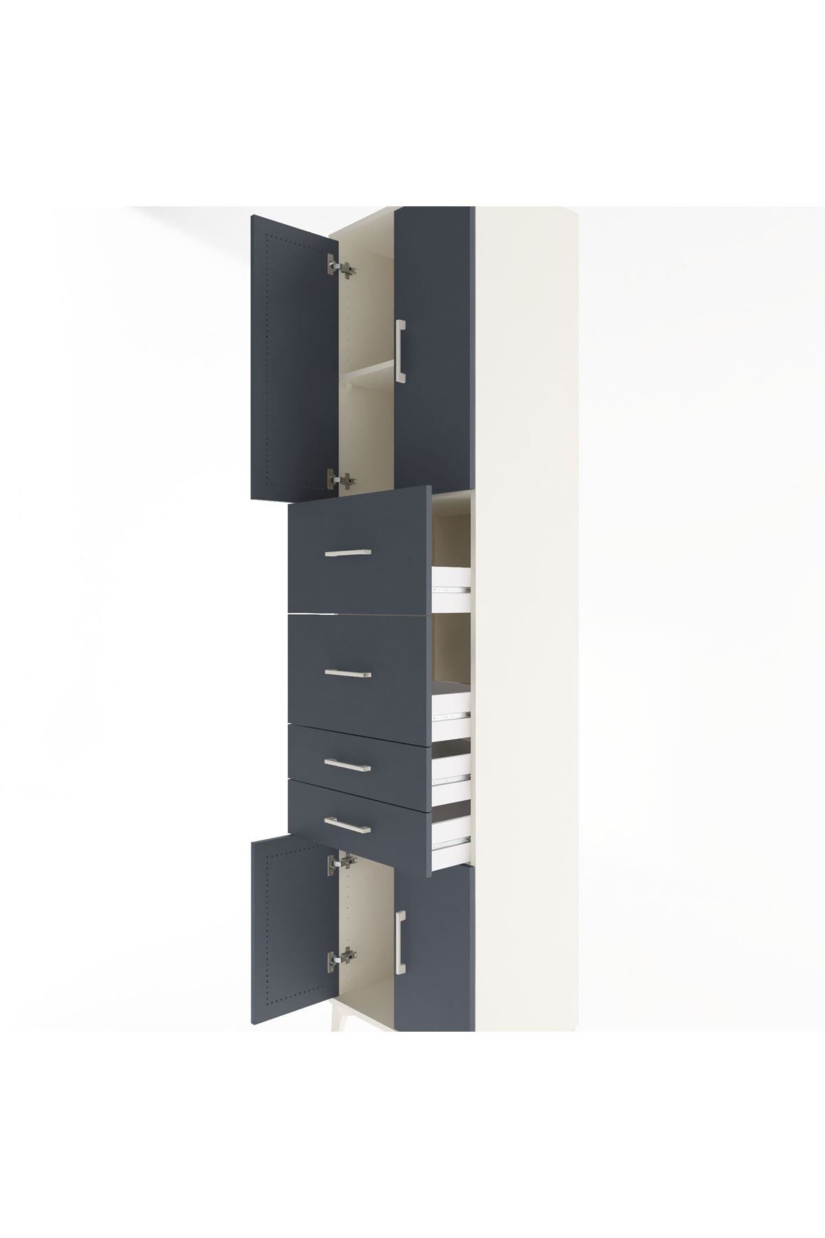 Hyperion Dolap 2 Raflı 4 Çekmeceli 4 Kapaklı 60x44x243 Aytaşı-Antrasit