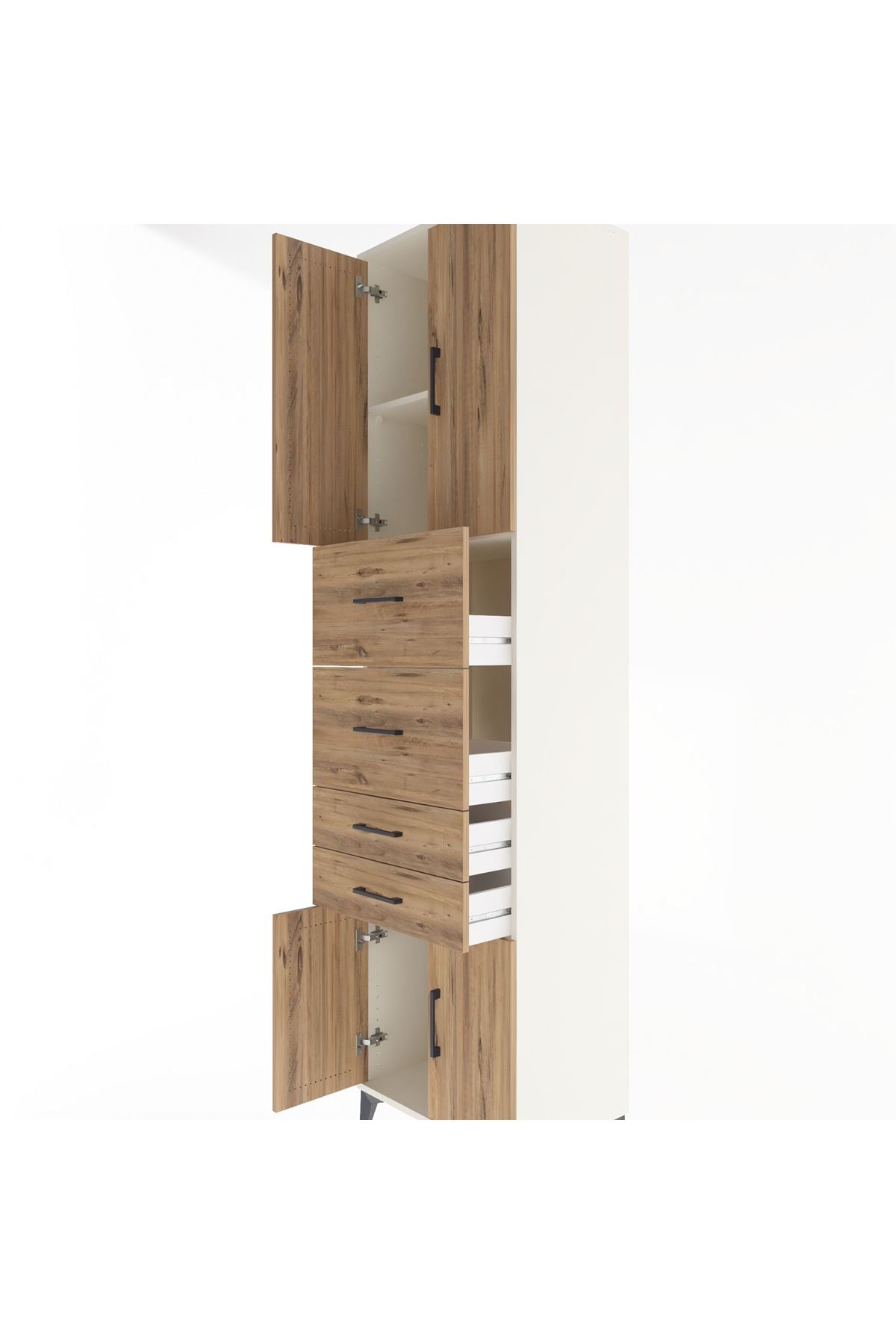 Hyperion Dolap 2 Raflı 4 Çekmeceli 4 Kapaklı 60x44x243 Aytaşı-Çam