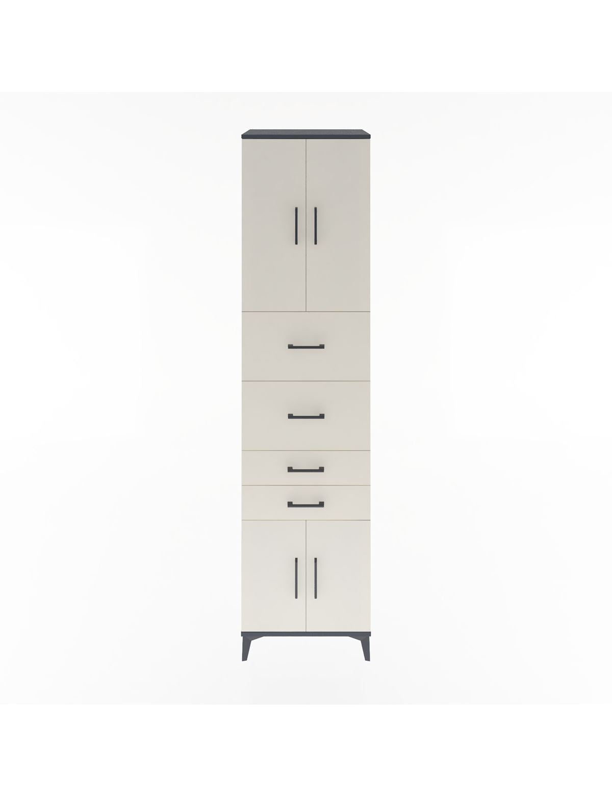 Hyperion Dolap 2 Raflı 4 Çekmeceli 4 Kapaklı 60x44x243 Antrasit-Aytaşı