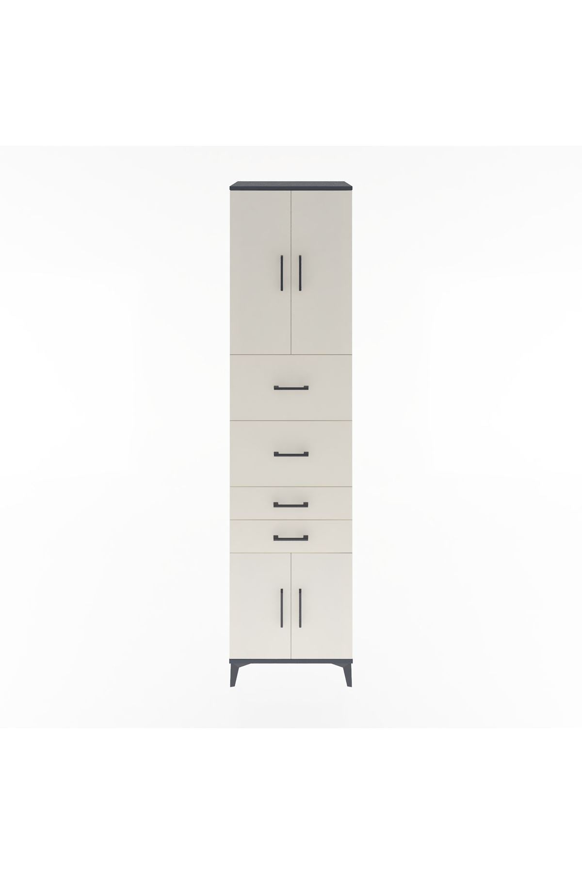 Hyperion Dolap 2 Raflı 4 Çekmeceli 4 Kapaklı 60x44x243 Antrasit-Aytaşı