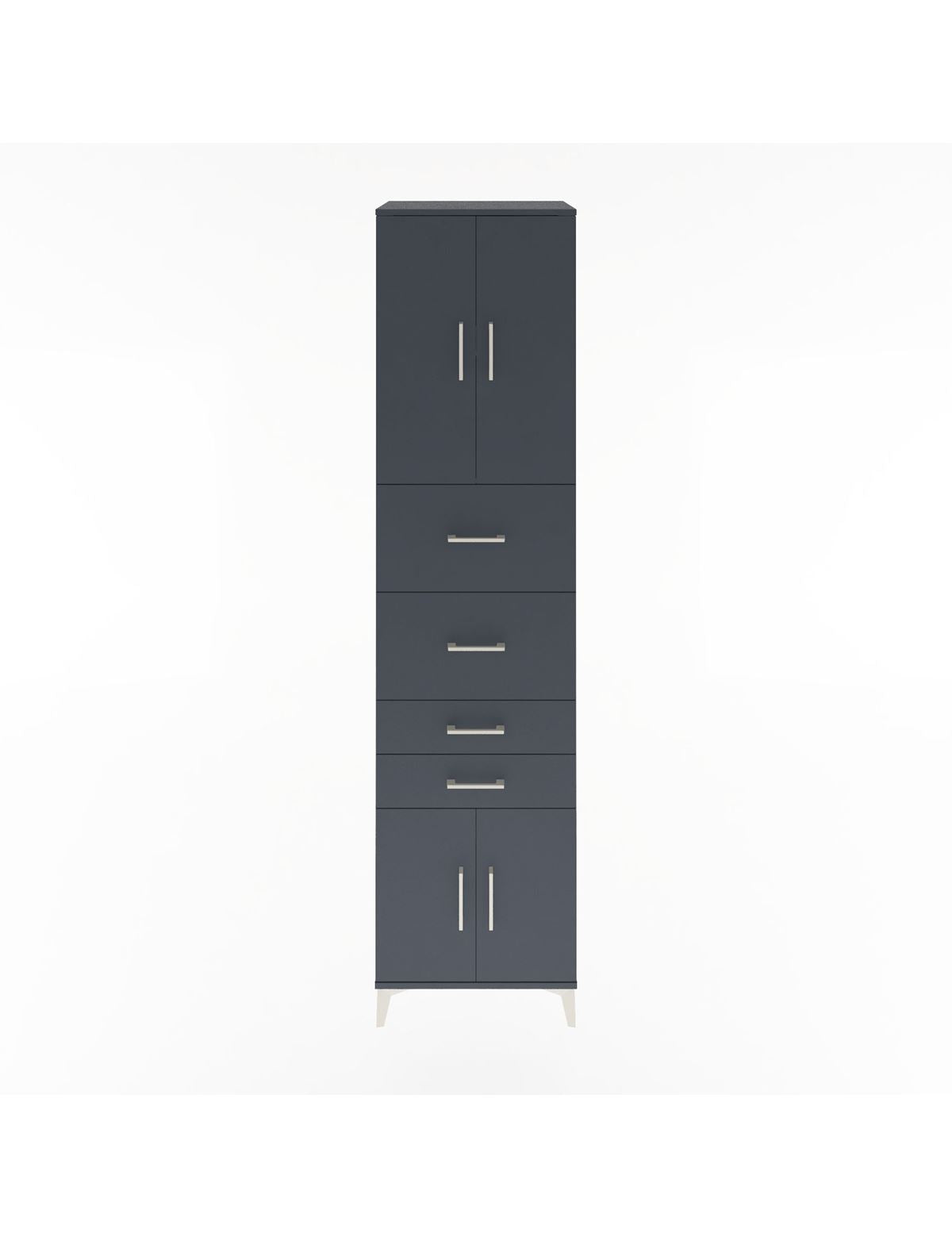 Hyperion Dolap 2 Raflı 4 Çekmeceli 4 Kapaklı 60x44x243 Antrasit-Antrasit