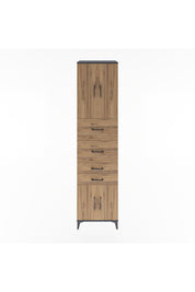 Hyperion Dolap 2 Raflı 4 Çekmeceli 4 Kapaklı 60x44x243 Antrasit-Çam