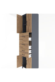 Hyperion Dolap 2 Raflı 4 Çekmeceli 4 Kapaklı 60x44x243 Antrasit-Çam