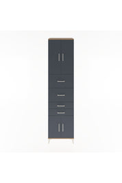 Hyperion Dolap 2 Raflı 4 Çekmeceli 4 Kapaklı 60x44x243 Çam-Antrasit