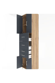 Hyperion Dolap 2 Raflı 4 Çekmeceli 4 Kapaklı 60x44x243 Çam-Antrasit