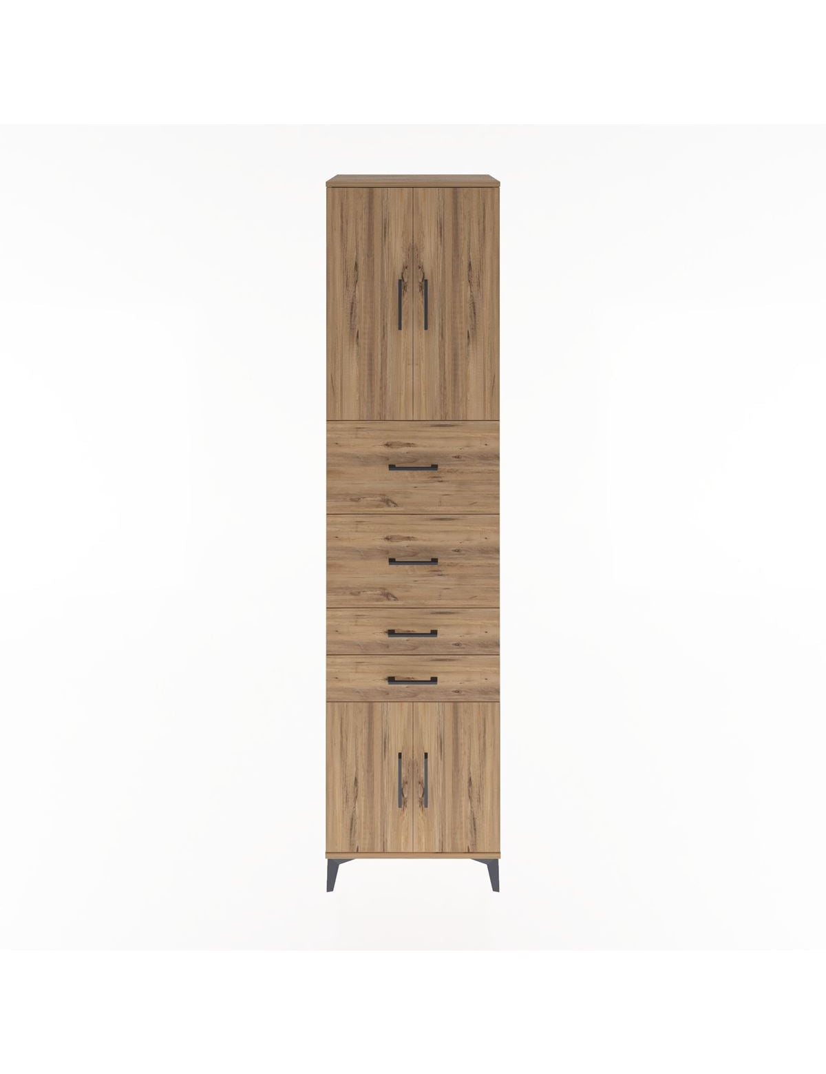 Hyperion Dolap 2 Raflı 4 Çekmeceli 4 Kapaklı 60x44x243 Çam-Çam