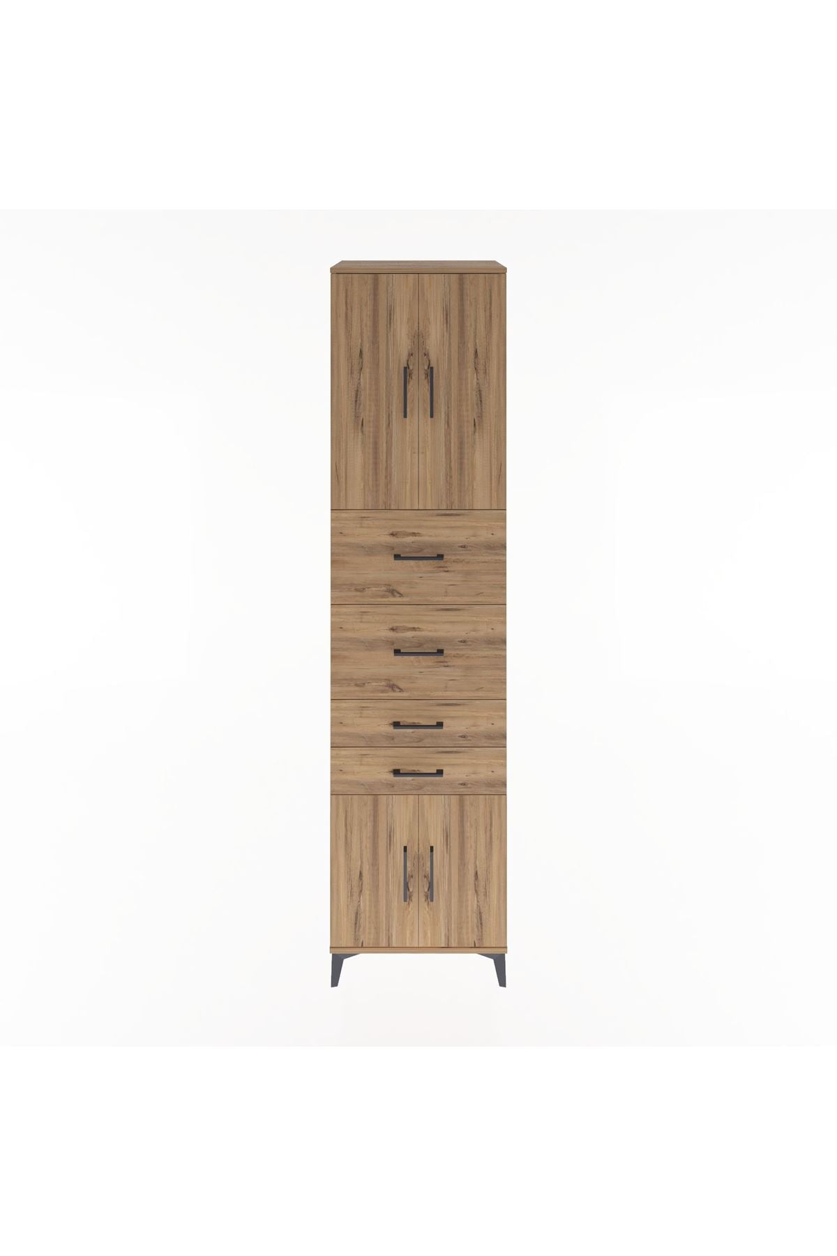 Hyperion Dolap 2 Raflı 4 Çekmeceli 4 Kapaklı 60x44x243 Çam-Çam