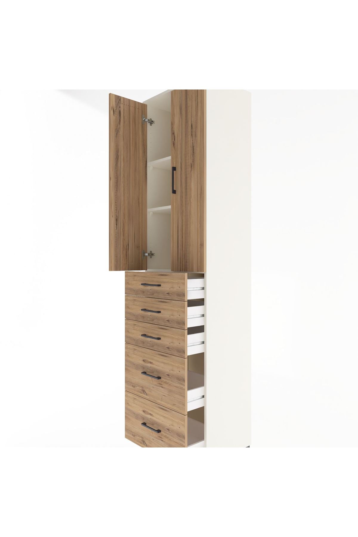 Hyperion Dolap 3 Raflı 5 Çekmeceli 2 Kapaklı 60x44x243 Aytaşı-Çam