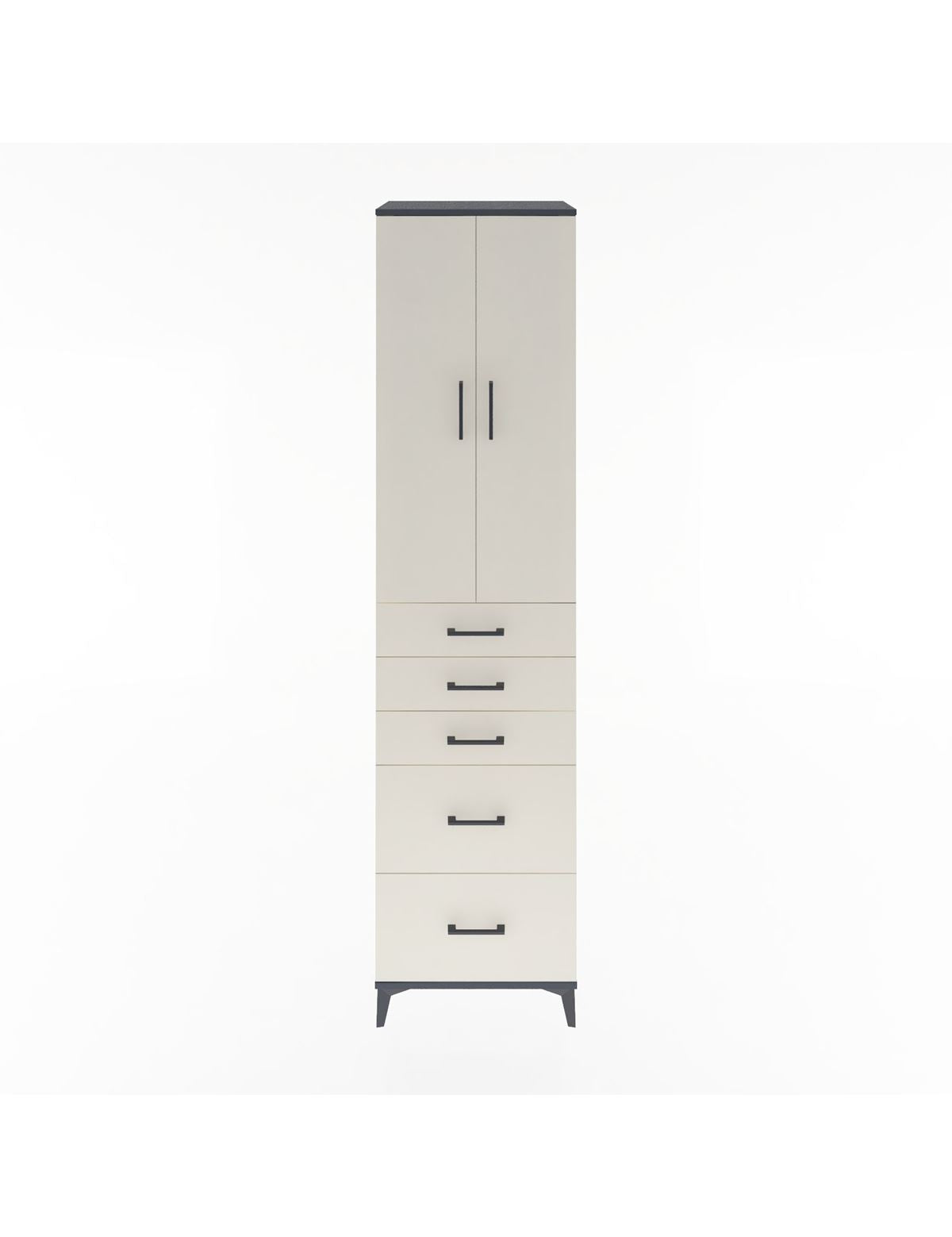 Hyperion Dolap 3 Raflı 5 Çekmeceli 2 Kapaklı 60x44x243 Antrasit-Aytaşı