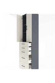 Hyperion Dolap 3 Raflı 5 Çekmeceli 2 Kapaklı 60x44x243 Antrasit-Aytaşı