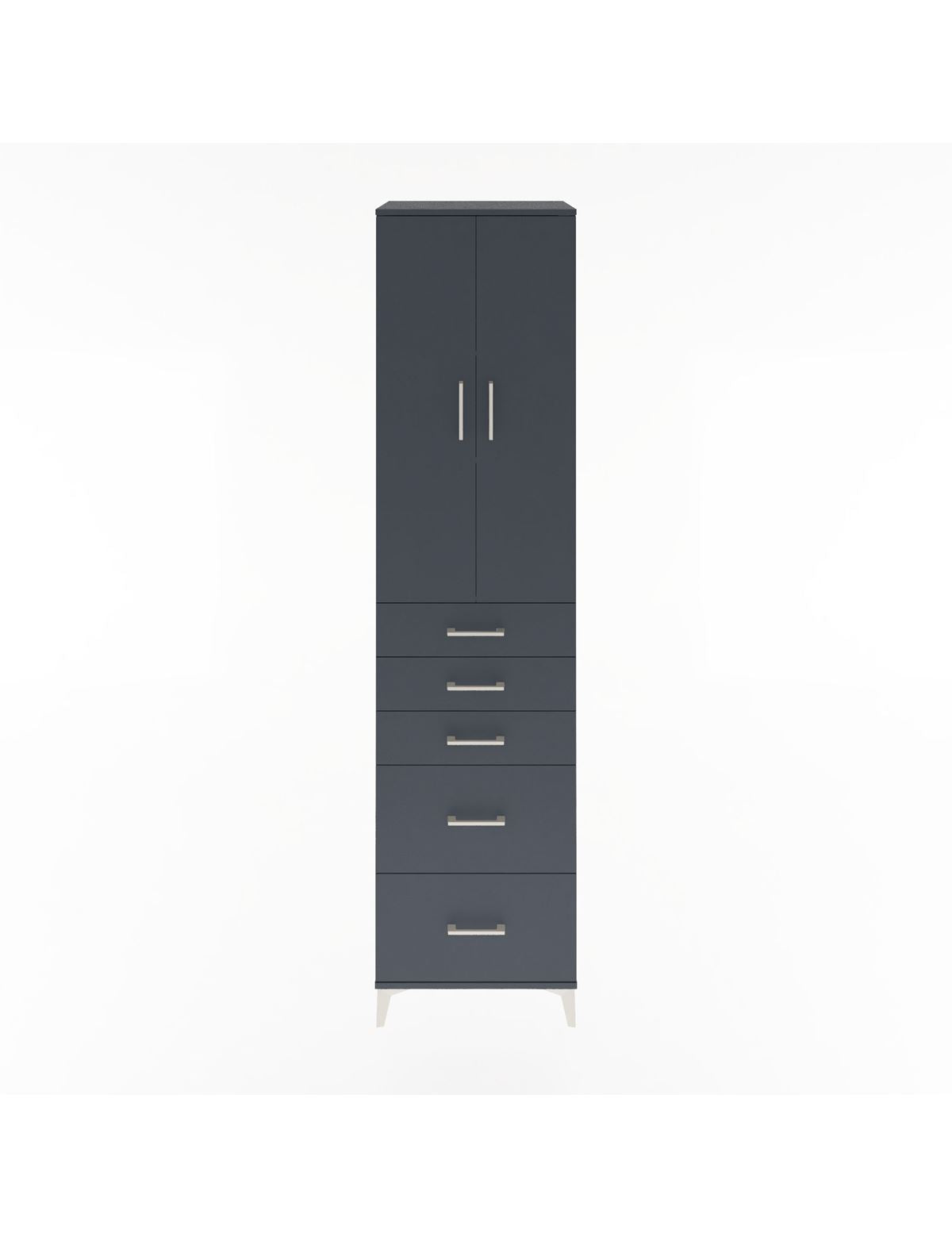 Hyperion Dolap 3 Raflı 5 Çekmeceli 2 Kapaklı 60x44x243 Antrasit-Antrasit