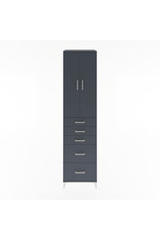 Hyperion Dolap 3 Raflı 5 Çekmeceli 2 Kapaklı 60x44x243 Antrasit-Antrasit