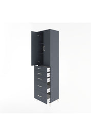 Hyperion Dolap 3 Raflı 5 Çekmeceli 2 Kapaklı 60x44x243 Antrasit-Antrasit