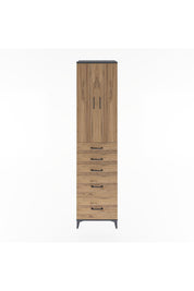 Hyperion Dolap 3 Raflı 5 Çekmeceli 2 Kapaklı 60x44x243 Antrasit-Çam