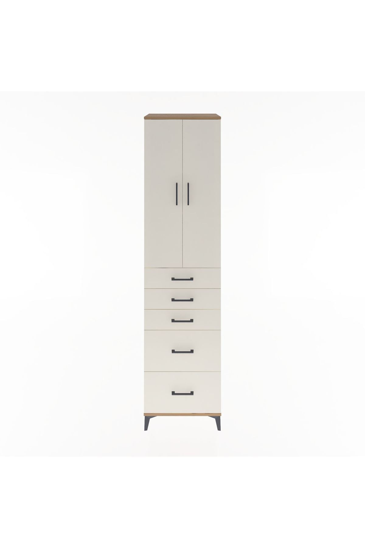 Hyperion Dolap 3 Raflı 5 Çekmeceli 2 Kapaklı 60x44x243 Çam-Aytaşı