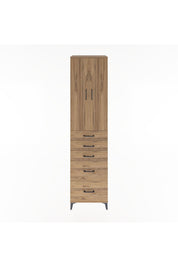 Hyperion Dolap 3 Raflı 5 Çekmeceli 2 Kapaklı 60x44x243 Çam-Çam