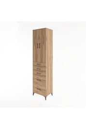 Hyperion Dolap 3 Raflı 5 Çekmeceli 2 Kapaklı 60x44x243 Çam-Çam