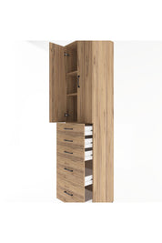 Hyperion Dolap 3 Raflı 5 Çekmeceli 2 Kapaklı 60x44x243 Çam-Çam