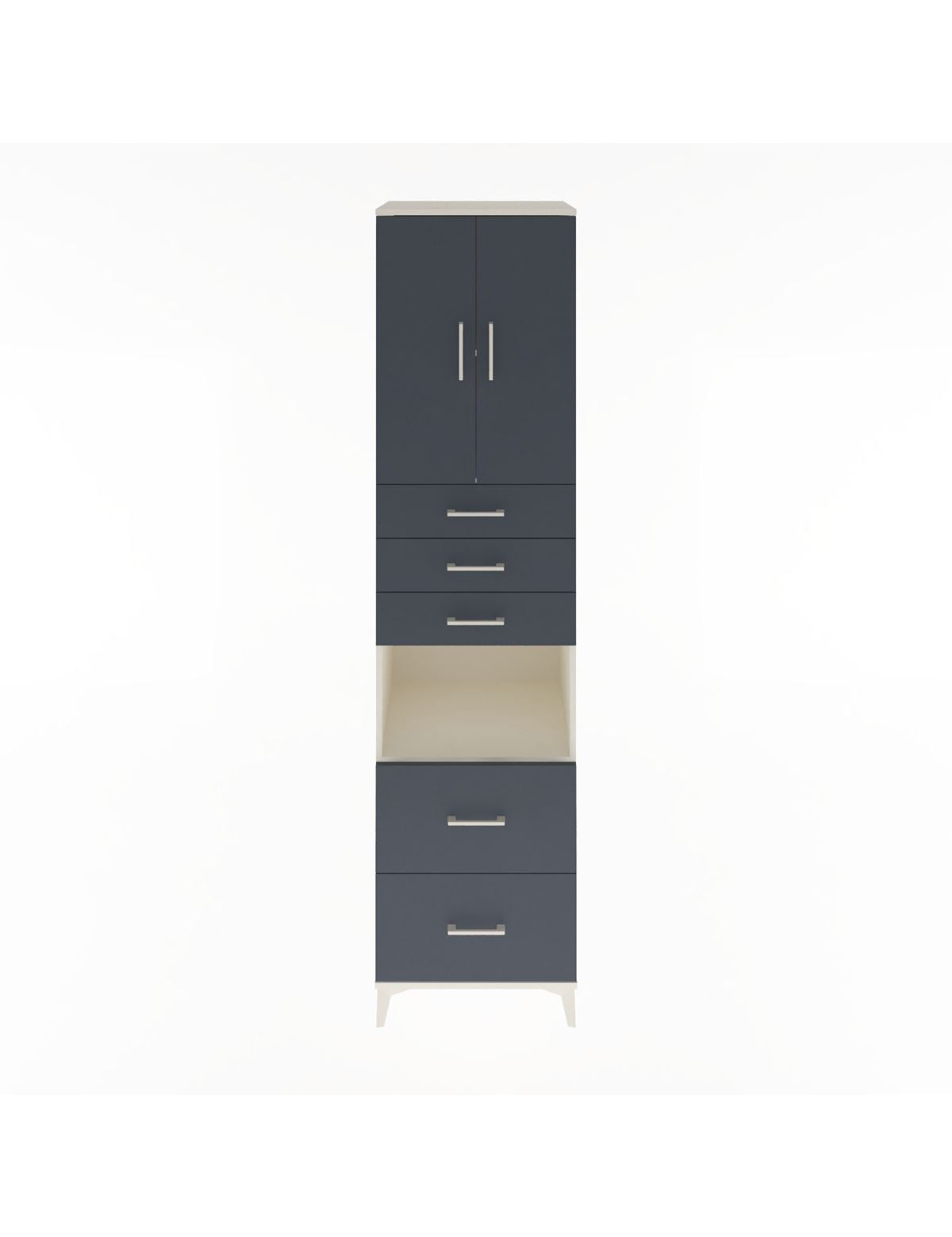 Hyperion Dolap 3 Raflı 5 Çekmeceli 2 Kapaklı 60x44x243 Aytaşı-Antrasit