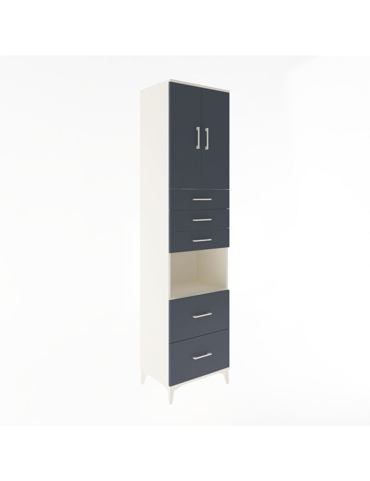 Hyperion Dolap 3 Raflı 5 Çekmeceli 2 Kapaklı 60x44x243 Aytaşı-Antrasit