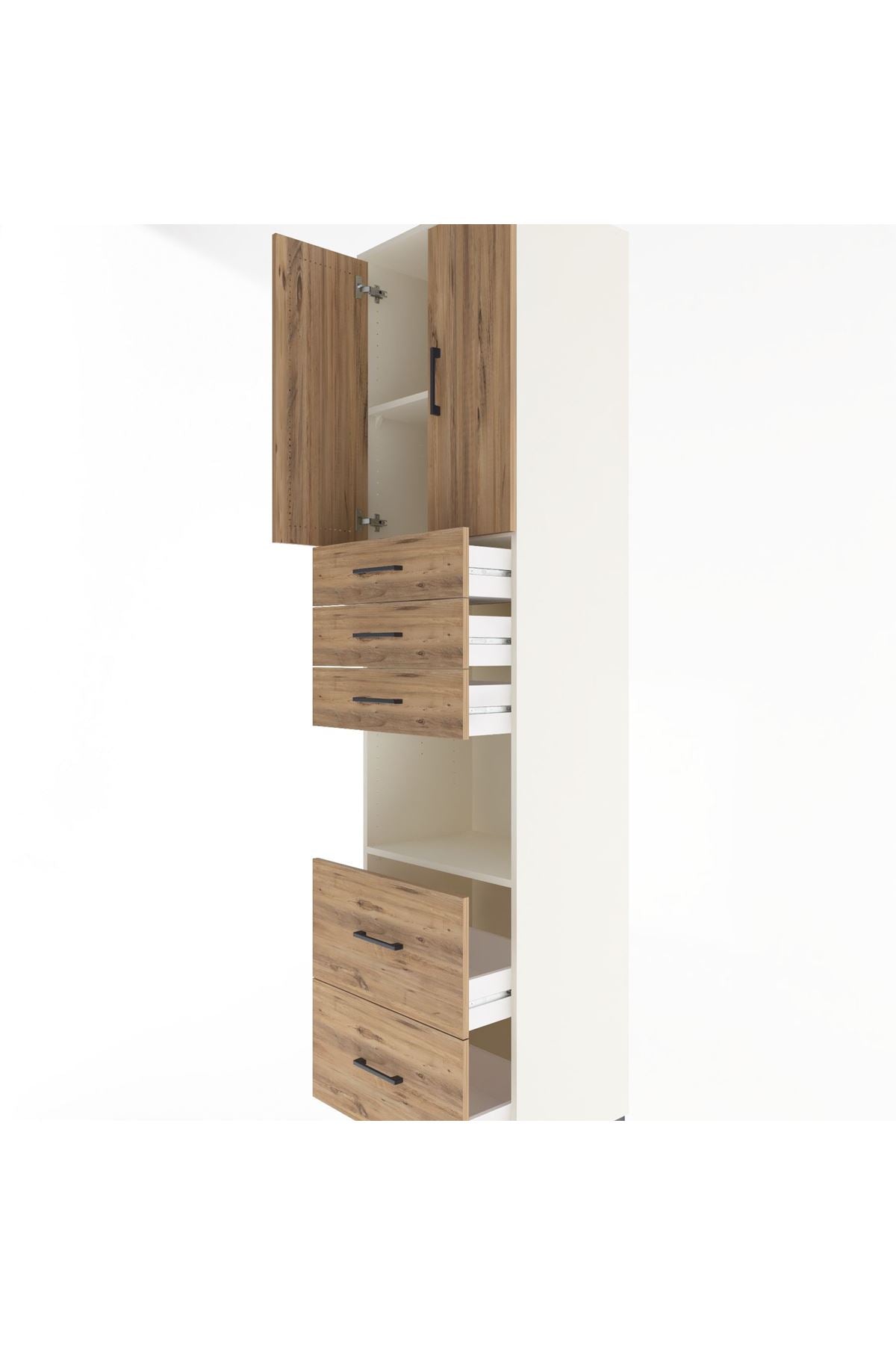 Hyperion Dolap 3 Raflı 5 Çekmeceli 2 Kapaklı 60x44x243 Aytaşı-Çam