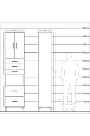 Hyperion Dolap 3 Raflı 5 Çekmeceli 2 Kapaklı 60x44x243 Antrasit-Aytaşı