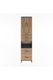 Hyperion Dolap 3 Raflı 5 Çekmeceli 2 Kapaklı 60x44x243 Antrasit-Çam