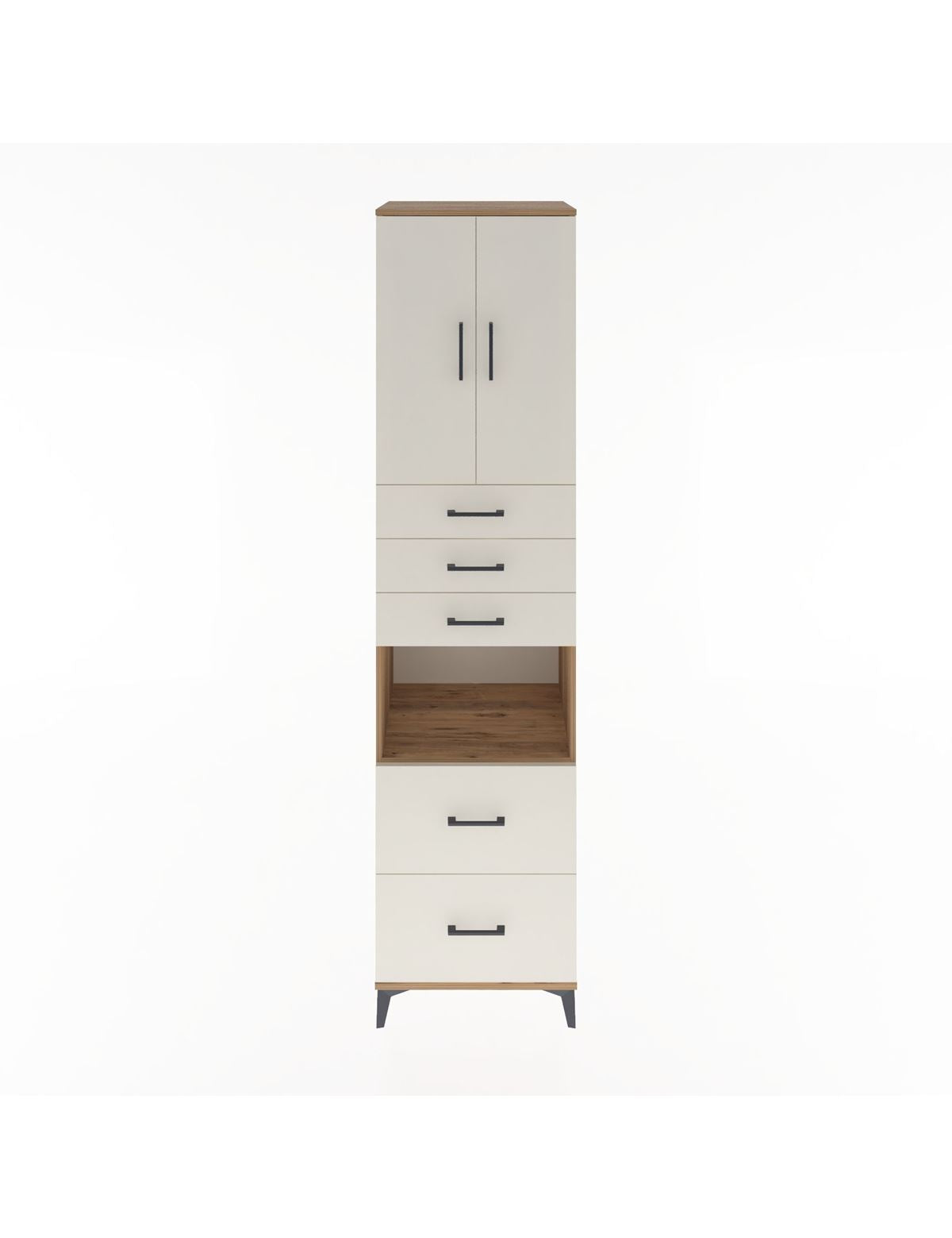 Hyperion Dolap 3 Raflı 5 Çekmeceli 2 Kapaklı 60x44x243 Çam-Aytaşı