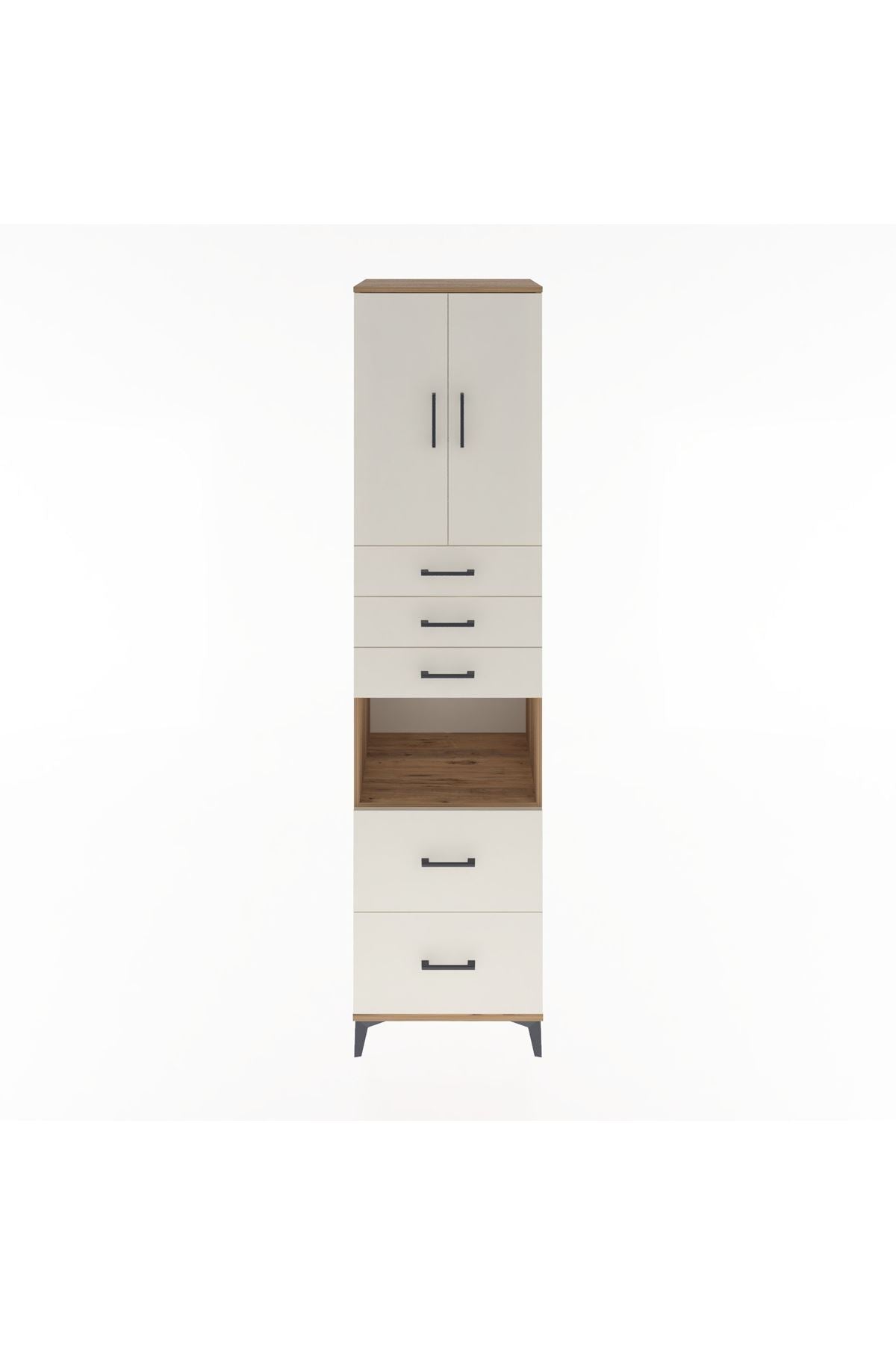 Hyperion Dolap 3 Raflı 5 Çekmeceli 2 Kapaklı 60x44x243 Çam-Aytaşı