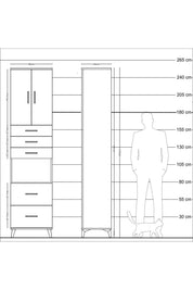 Hyperion Dolap 3 Raflı 5 Çekmeceli 2 Kapaklı 60x44x243 - S65M065V8B