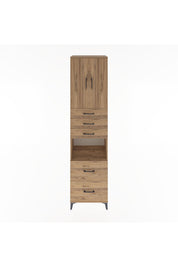 Hyperion Dolap 3 Raflı 5 Çekmeceli 2 Kapaklı 60x44x243 Çam-Çam