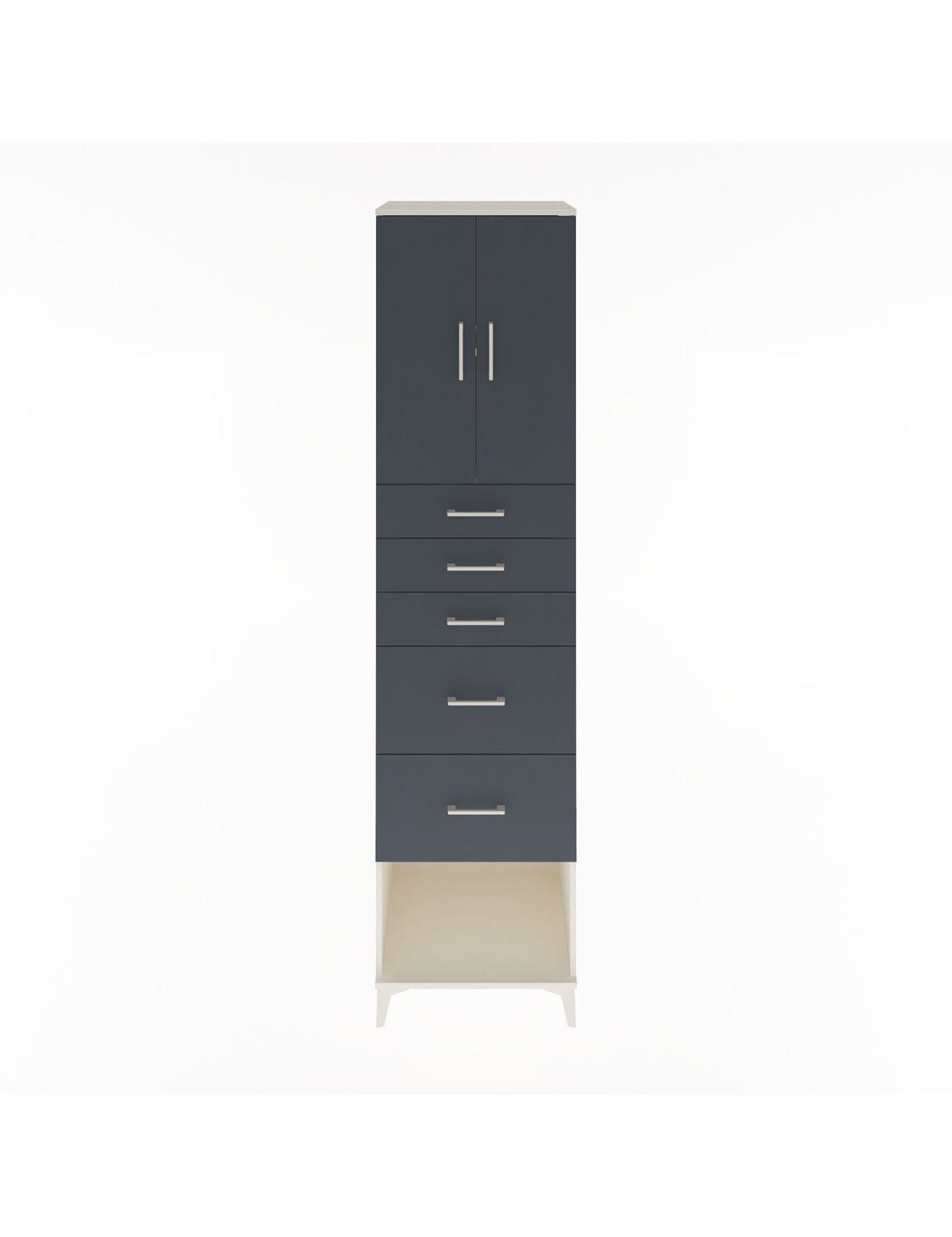 Hyperion Dolap 2 Raflı 5 Çekmeceli 2 Kapaklı 60x44x243 Aytaşı-Antrasit